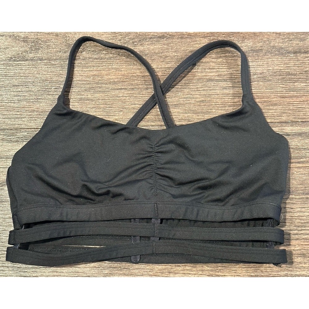 MATERIAL GIRL ACTIVE Strappy black Sports Bra Sz M no padding GUC